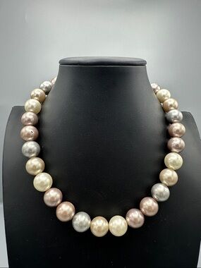Glass Multicolor Pearl Necklace 
 Pastel Pearl Strand